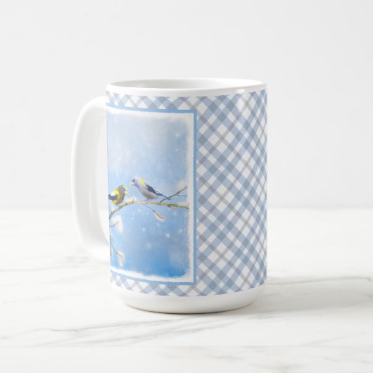 Mug Soirée Grosbeak Peinture - Cute Original Chien Art (Devant gauche)