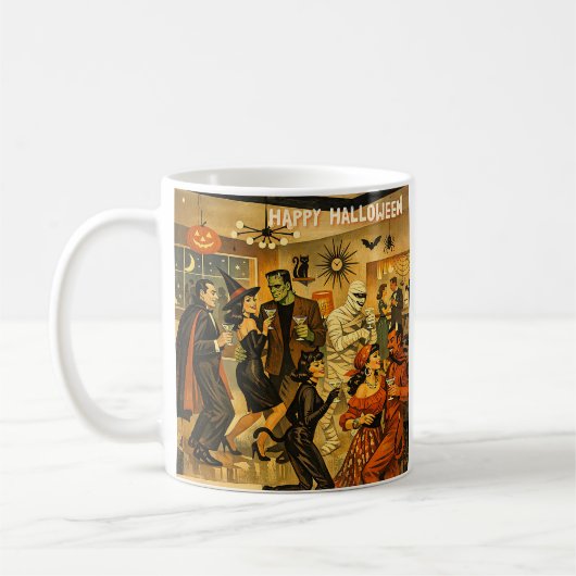 Mug Soirée Martini Halloween Rétro Milieu de Siècle 50 (Gauche)