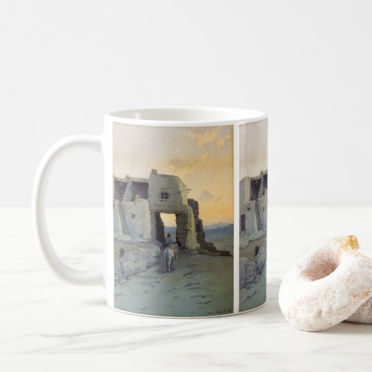 Mug Soirée, Pueblo de Walpi par Marion Kavagh Wachtel (Avec donut)