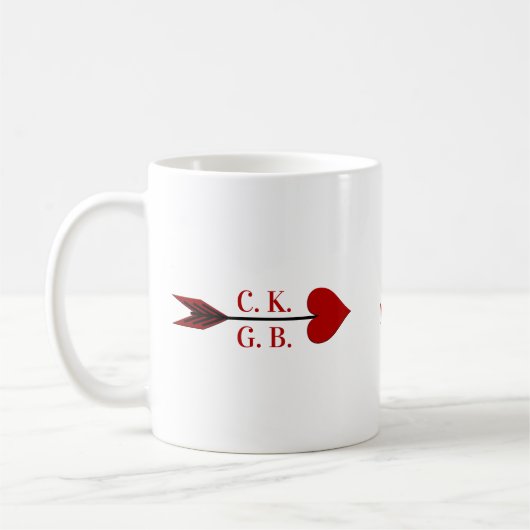 Mug Sois À Moi ! Flèche Cupide Initiales Coupe de café (Gauche)