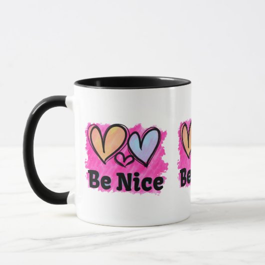 Mug Sois Gentil Cœurs Aquarelle (Gauche)