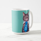 Mug "SOIS INCROYABLE !" Chat en Cravate bleue ou votre (Devant droit)