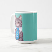 Mug "SOIS INCROYABLE !" Chat en Cravate bleue ou votre (Devant gauche)