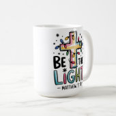 Mug Sois la Lumière Croix chrétienne Noël religieux (Devant droit)