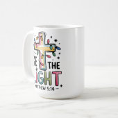 Mug Sois la Lumière Croix chrétienne Noël religieux (Devant gauche)