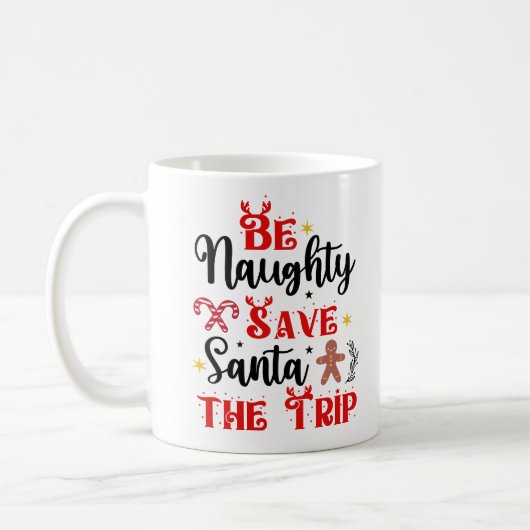 Mug Sois méchant Sauvez Père Noël le voyage (Gauche)