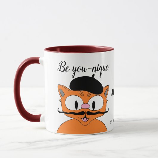 Mug Sois toi-même personnalisé Cartoon Mustache Cat (Gauche)