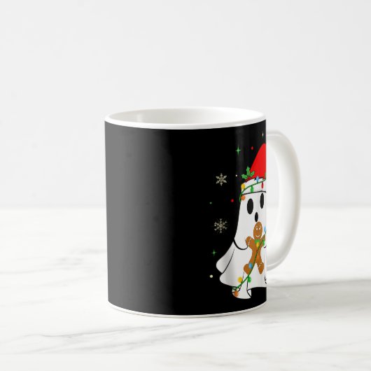 Mug Soky Ghost Christmas Lights Santa Hat Funny Boo Gh (Devant droit)