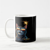 Mug Solaire 2024 Eclipse Chat portant des lunettes Ecl (Gauche)