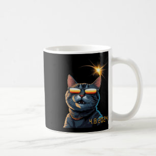 Mug Solaire 2024 Eclipse Chat portant des lunettes Ecl