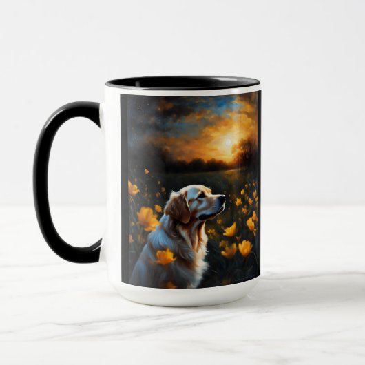 Mug Solaire Eclipse Golden Retriever Ajouter un nom (Gauche)