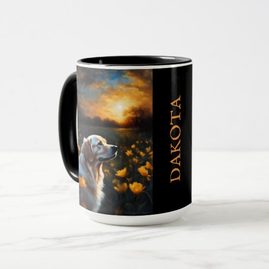 Mug Solaire Eclipse Golden Retriever Ajouter un nom (Devant gauche)