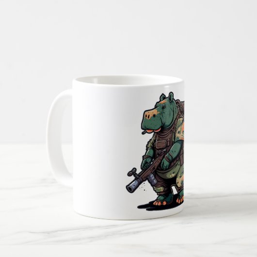 Mug Soldat Hippone Armée Hippopotame militaire (Devant gauche)