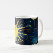 Mug Soleil céleste moderne, étoiles et nuages bleus (Devant droit)