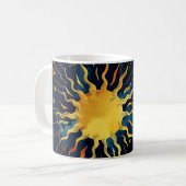 Mug Soleil céleste moderne, étoiles et nuages bleus (Devant gauche)