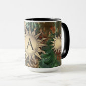 Mug Soleil doré et initial (Devant droit)