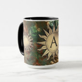 Mug Soleil doré et initial (Devant gauche)
