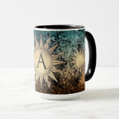 Mug Soleil doré et initial (Devant droit)