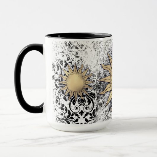Mug Soleil doré et initial (Gauche)