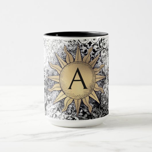 Mug Soleil doré et initial (Centre)