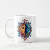 Mug Soleil et Lune Psychedéliques Art Floral Boho (Gauche)