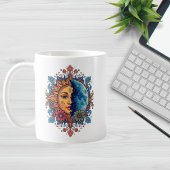 Mug Soleil et Lune Psychedéliques Art Floral Boho