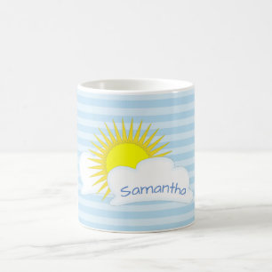 Mug Soleil et nuages personnalisés avec des rayures Mé