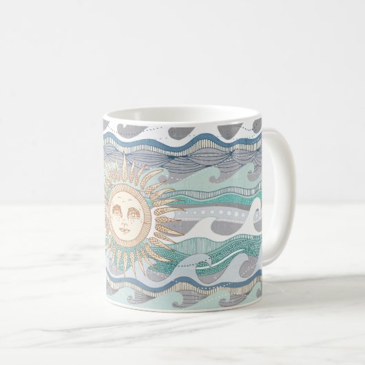 Mug soleil et vagues (Devant droit)