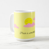 Mug Soleil levant avec des nuages roses : Jaune (Devant gauche)