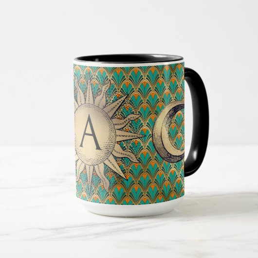 Mug Soleil & Lune Art Déco (Devant droit)