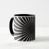 Mug Soleil noir et blanc de la spirale rétro (Devant gauche)