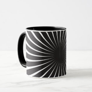 Mug Soleil noir et blanc de la spirale rétro