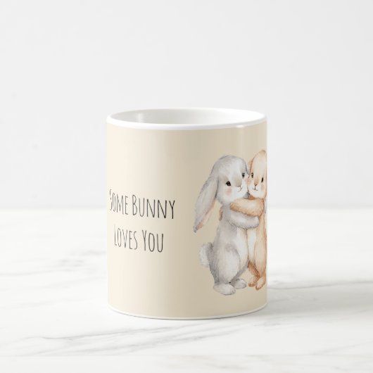 Mug Some Bunny Loves You Rabbits Hugging (Centre)