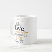 Mug Son Amour Rend La Reddition Sûre Écriture Chrétien (Devant gauche)
