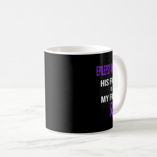 Mug Son combat est Mon combat Epilepsie Conscience Pur (Devant droit)