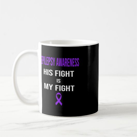 Mug Son combat est Mon combat Epilepsie Conscience Pur (Gauche)