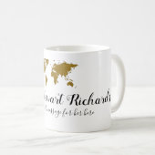 Mug son nom manuscrit + carte du monde + message perso (Devant droit)