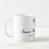 Mug son nom manuscrit + carte du monde + message perso (Gauche)