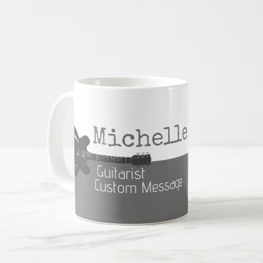 Mug son professionnel (guitariste) mi-gris mi-blanc (Devant gauche)