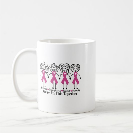 Mug Sont Dans Ensemble Famille Amis Cancer du Sein Con (Gauche)