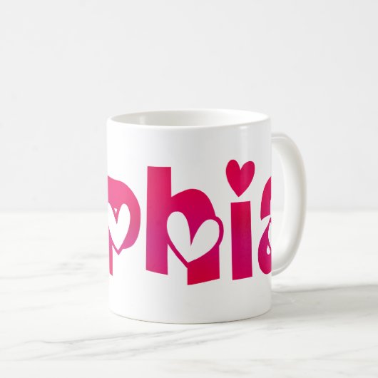 Mug Sophia dans les coeurs (Devant droit)