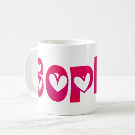 Mug Sophia dans les coeurs (Devant gauche)