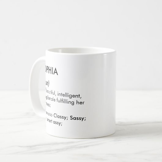 Mug Sophia name, Editable name, Custom name (Devant gauche)