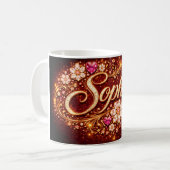 Mug Sophia Name Pink Hearts Gold Script Romantic Gift (Devant gauche)