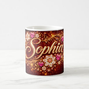 Mug Sophia Nom Cœurs Roses Écriture Dorée Cadeau Roman
