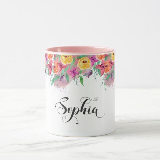 Mug Sophia signe du nom Sophia florale Calligraphie Ba (Centre)
