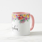 Mug Sophia signe du nom Sophia florale Calligraphie Ba (Devant droit)