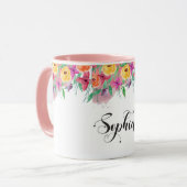 Mug Sophia signe du nom Sophia florale Calligraphie Ba (Devant gauche)