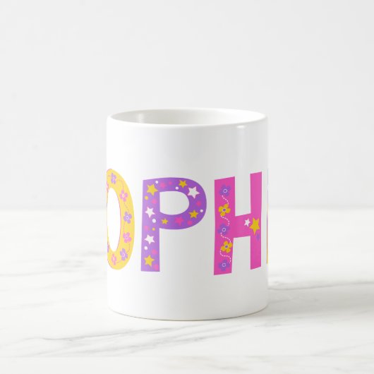 Mug Sophie décorative fleurs étoile rose violet graphi (Centre)