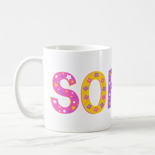 Mug Sophie décorative fleurs étoile rose violet graphi (Gauche)
